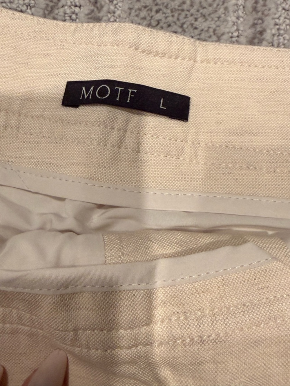 MOTF Cream Textured Skirt with Lining - Picture 6 of 7